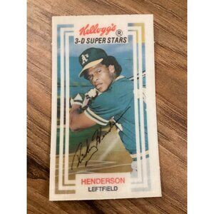 1983 Kellogg's 3-D Super Stars, #08, Rickey Henderson HOF, A's, Mint-Gem